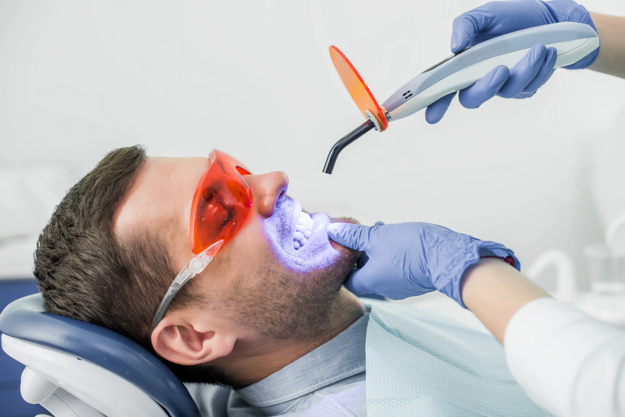 man getting teeth whitening in Richmond